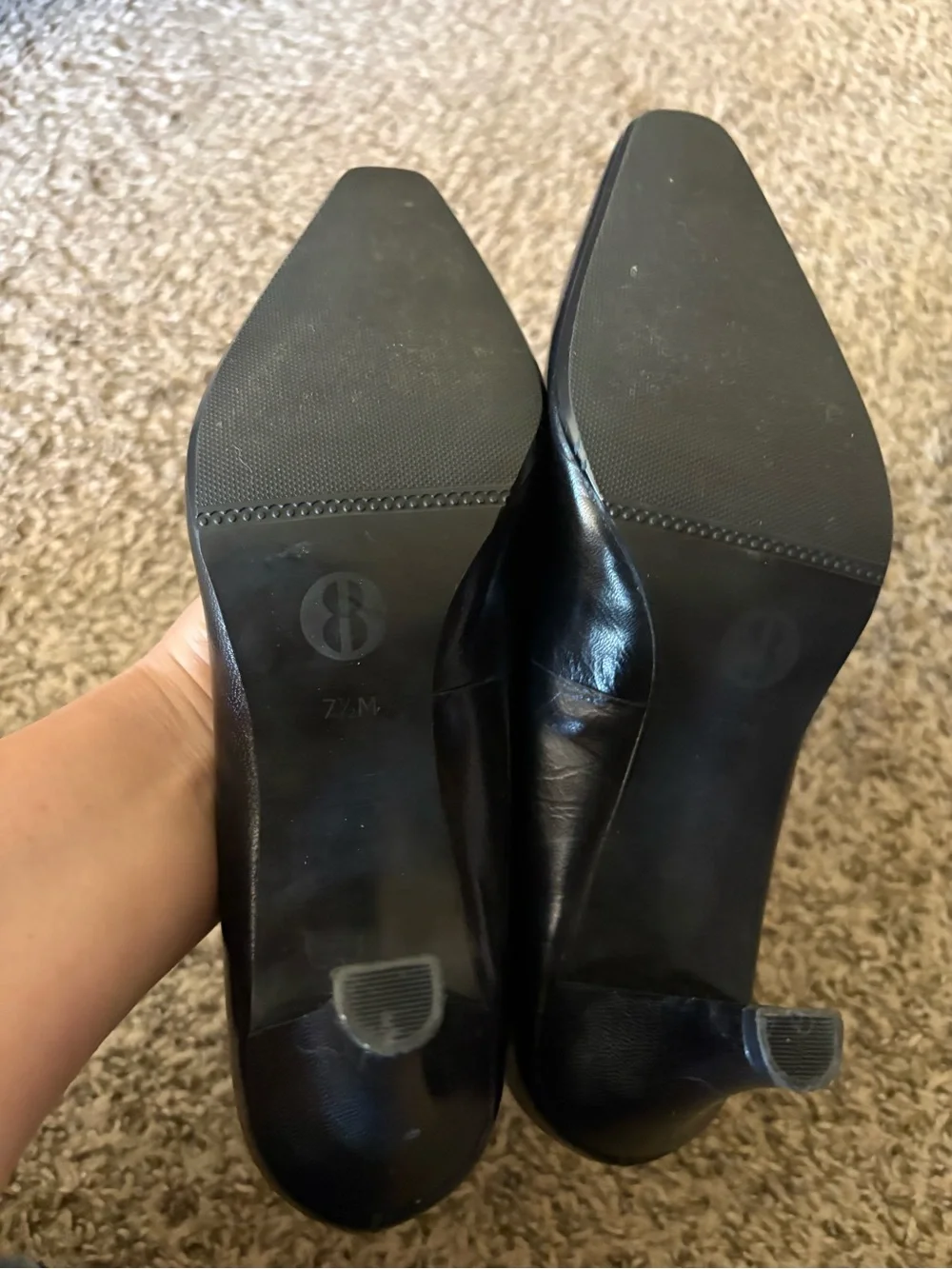 Bill Blass Black Leather Square-Toe Pumps